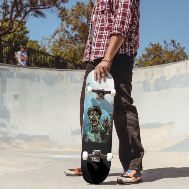 Scary Zombie Graveyard Full Moon Funny Skateboard (Outdoor 2)