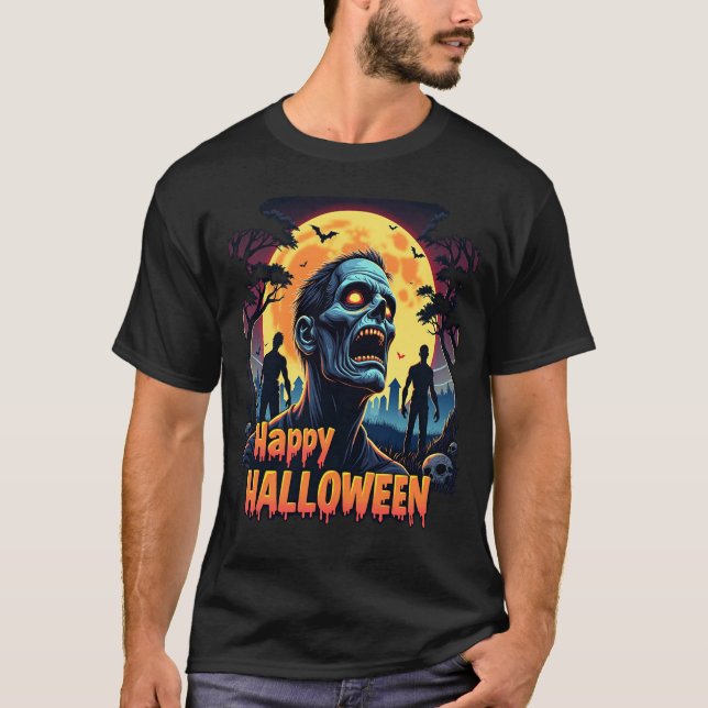 Scary Zombie Halloween Moon Shirt (Front)