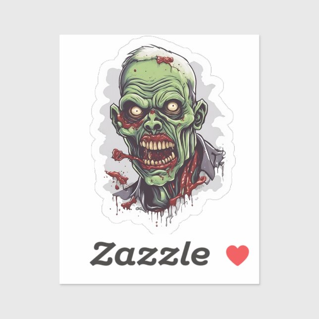 Scary Zombie Head Horror Sticker (Sheet)