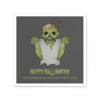 Scary Zombie Personalizable Halloween Event Text Napkins