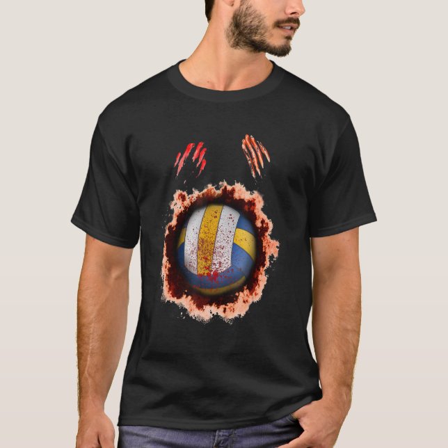scary zombie player volleyball creepy volleyball b T-Shirt (Front)