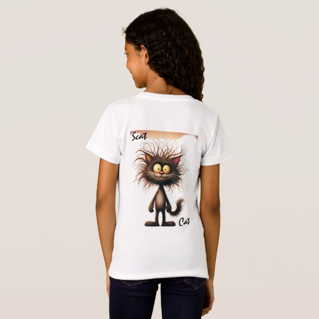 ⭐ Scat Cat Tee Shirt – Funny Wild‑Haired Cat Kid (Back Full)