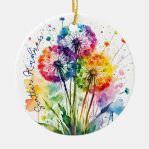 Scatter Kindness Rainbow Dandelion postive Ceramic Ornament
