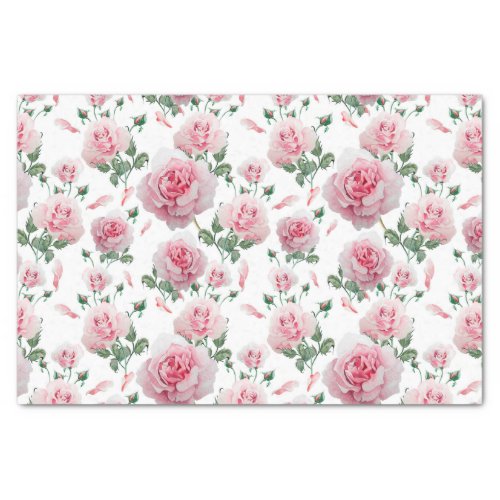 Scatter Pink Roses Pattern Tissue Paper