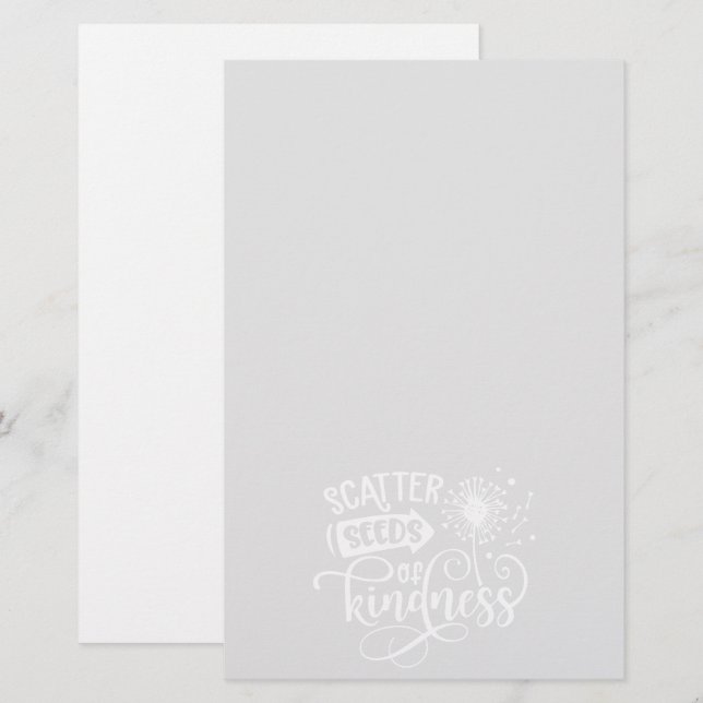 Scatter Seeds of Kindness Gray & White Stationery (Front/Back)