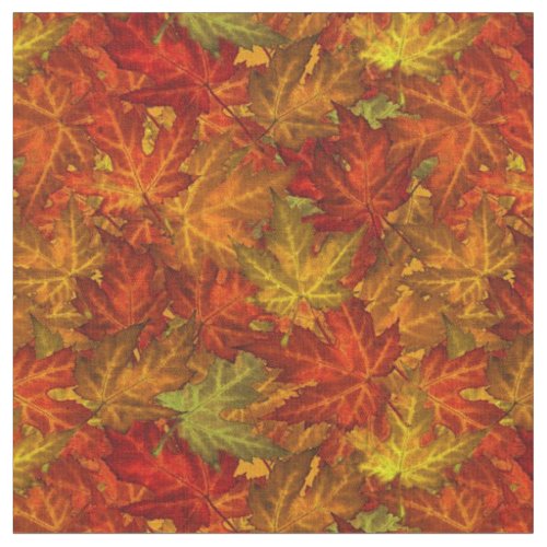 Scattered Autumn Maple Leaves Orange  Gold Fabric