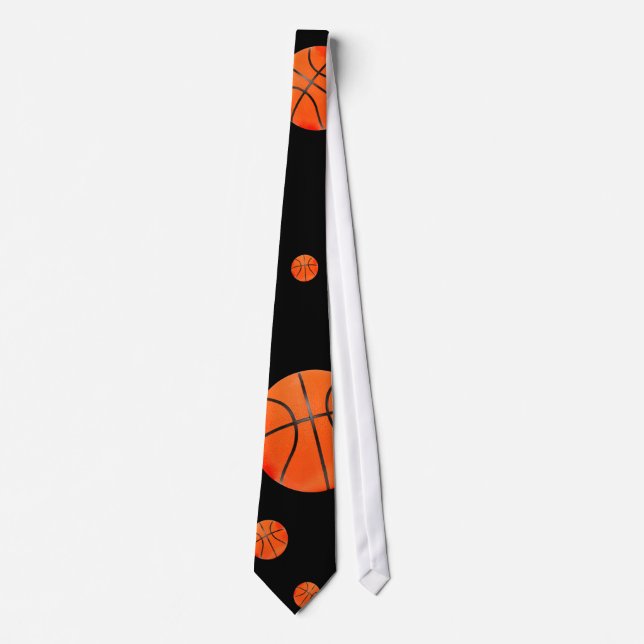 Scattered Basketballs | Sports Gift Neck Tie (Front)