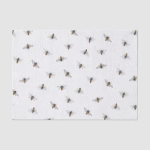 Scattered Bee Pattern on Ivory Tissue Paper