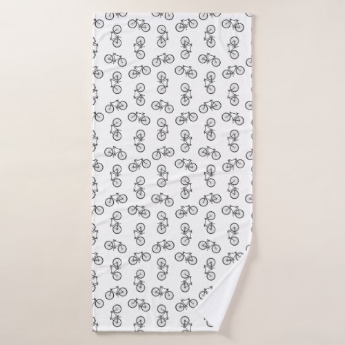 Scattered Bicycles Print Pattern CUSTOM BG COLOR Bath Towel