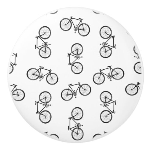 Scattered Bicycles Print Pattern CUSTOM BG COLOR Ceramic Knob