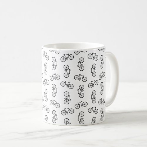 Scattered Bicycles Print Pattern CUSTOM BG COLOR Coffee Mug