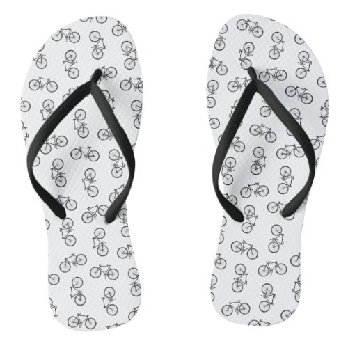 Scattered Bicycles Print Pattern CUSTOM BG COLOR Flip Flops