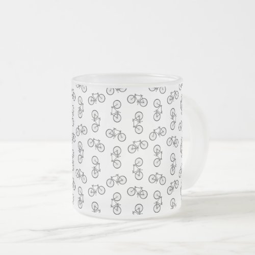 Scattered Bicycles Print Pattern CUSTOM BG COLOR Frosted Glass Coffee Mug