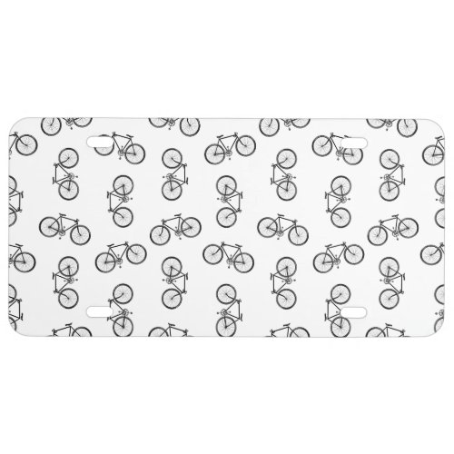 Scattered Bicycles Print Pattern CUSTOM BG COLOR License Plate