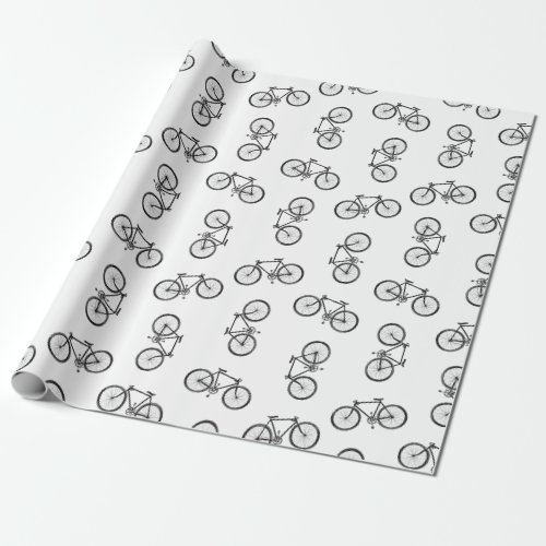 Scattered Bicycles Print Pattern CUSTOM BG COLOR Wrapping Paper