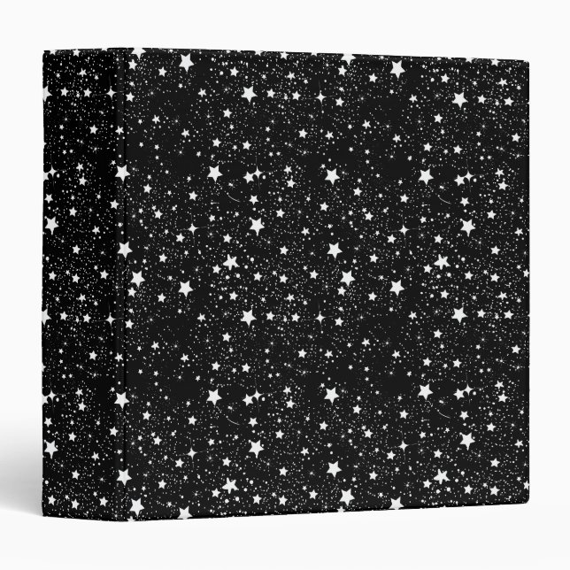 Scattered Black and White Stars 3 Ring Binder (Front/Spine)