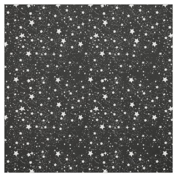 Scattered Black And White Stars Fabric by peacefuldreams at Zazzle