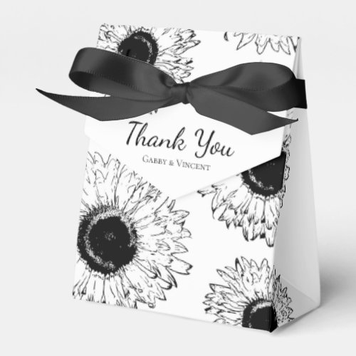 Scattered Black and White Sunflowers Party Favor Boxes