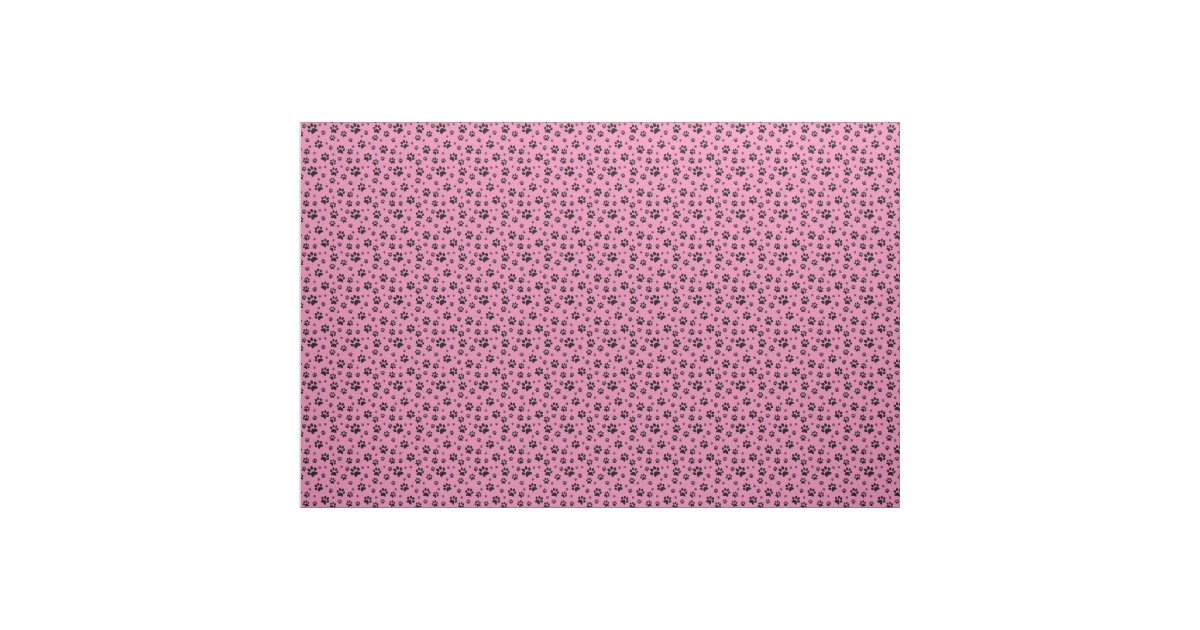 Scattered Black Paw Prints on Pink Fabric | Zazzle