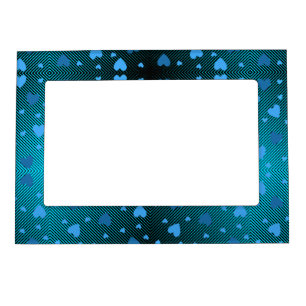 Scattered Blue Hearts in swirling diamond ring.BK Magnetic Frame