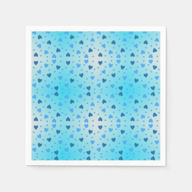 Scattered Blue Hearts in swirling diamond ring.OW Napkins (Front)