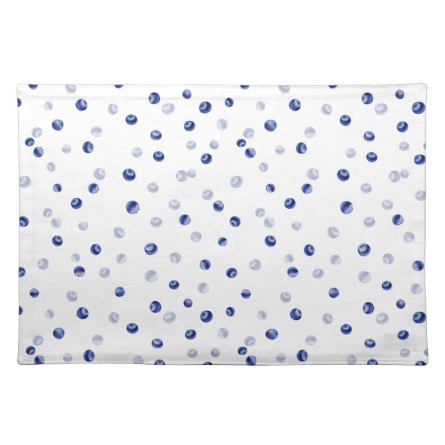 Scattered Blueberries Pattern Cloth Placemat (Front)