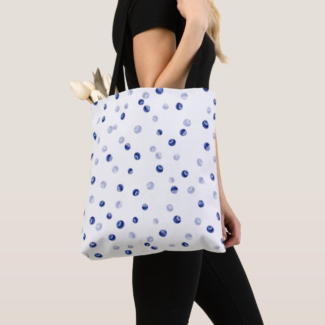 Scattered Blueberries Pattern Tote Bag (Close Up)
