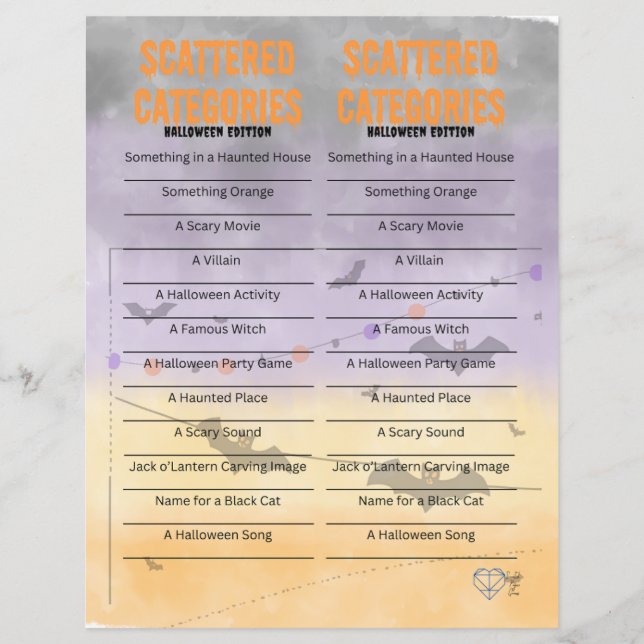 Scattered Categories - Halloween Edition Part II (Front)