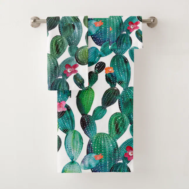 Scattered Desert Prickley Pear Cactus Bath Towel Set Zazzle