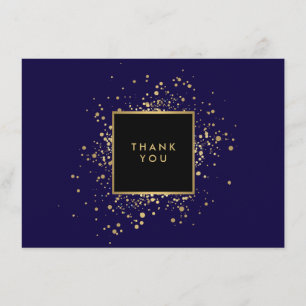 Scattered Faux Gold Confetti Blue Thank You Card