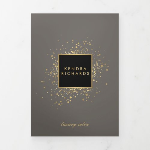 Scattered Faux Gold Confetti on Gray Brochure