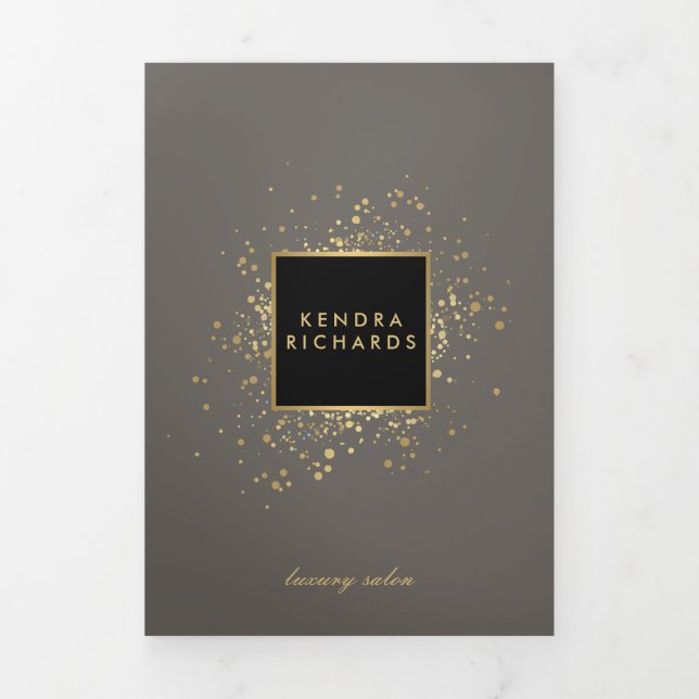 Scattered Faux Gold Confetti on Gray Brochure (Cover)