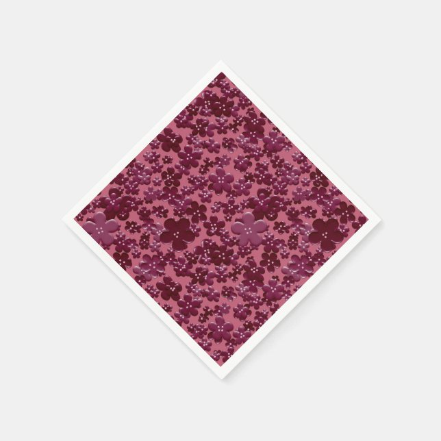 Scattered Flowers, Plum-PAPER PARTY NAPKINS (Corner)