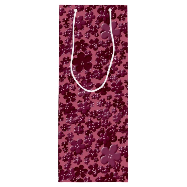Scattered Flowers, Plum Purple-WINE GIFT BAG (Back)