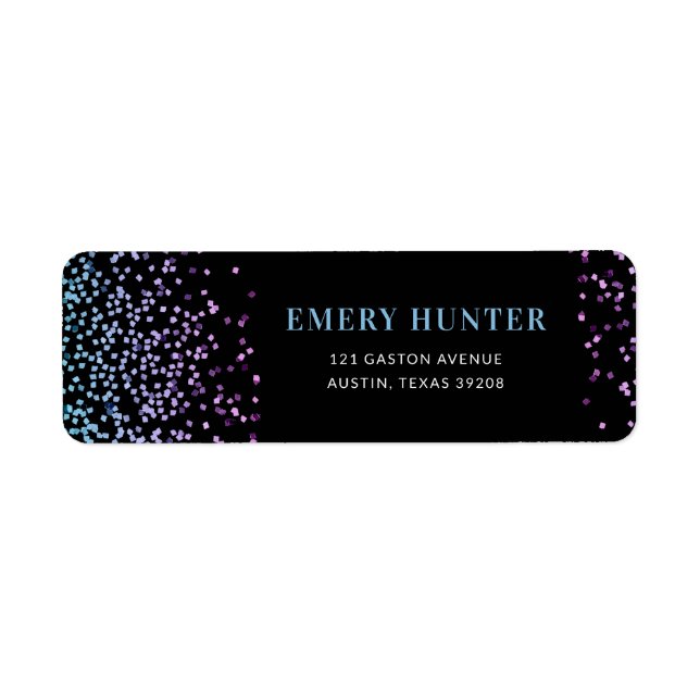 Scattered Glitter Blue and Purple Label (Front)