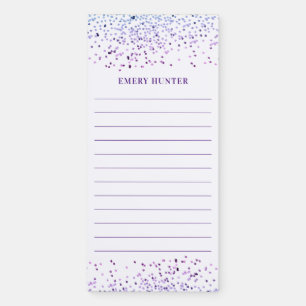 Scattered Glitter Blue and Purple Magnetic Notepad