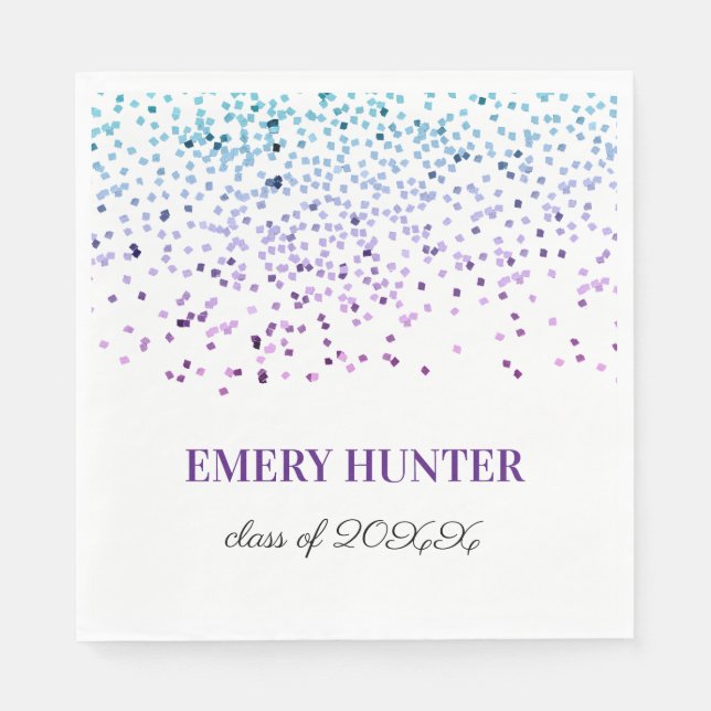 Scattered Glitter Blue and Purple Napkins (Front)