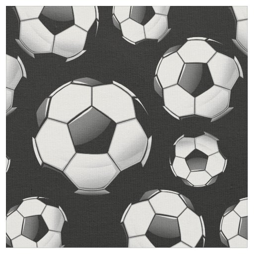 Scattered Glossy Round Soccer Balls Fabric