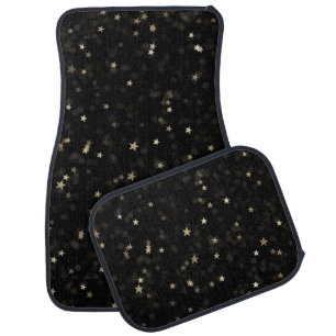 Scattered Gold Stars On Black Car Floor Mat