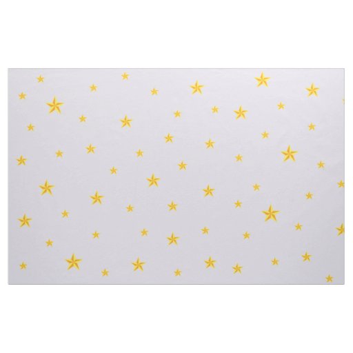 Scattered Golden Yellow Stars on Light Lilac Color Fabric