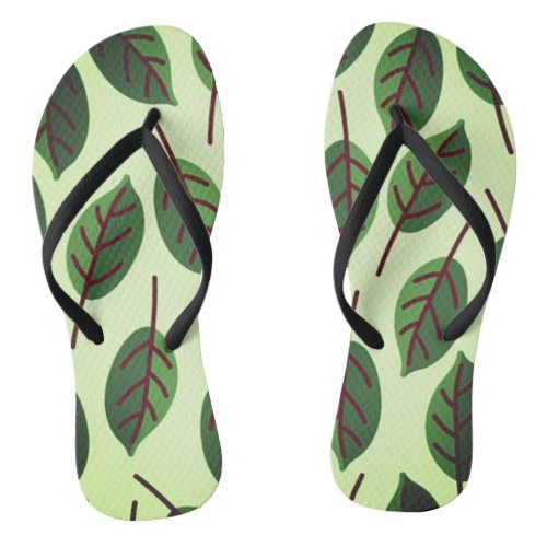 Scattered Green Leaves Summer Sandal Flip Flops 