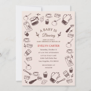 Scattered Hand-Drawn Café Baby Shower Invitation
