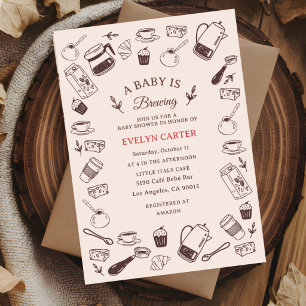 Scattered Hand-Drawn Café Baby Shower Invitation