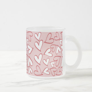 Scattered Hearts Frosted Glass Coffee Mug