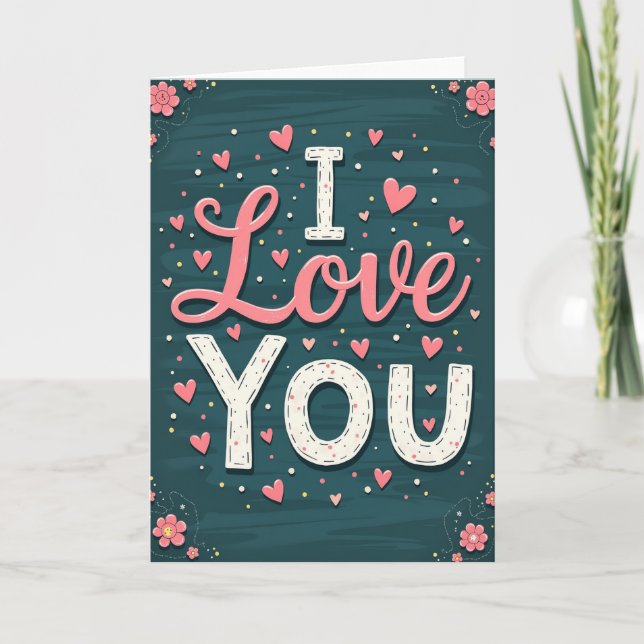 Scattered Hearts I Love You Card (Front)