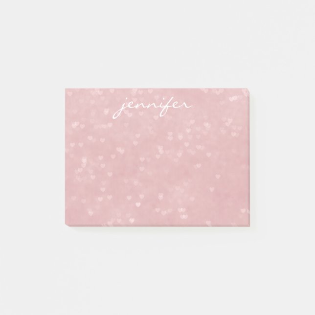 Scattered Hearts Personalized Post-it Notes (Front)