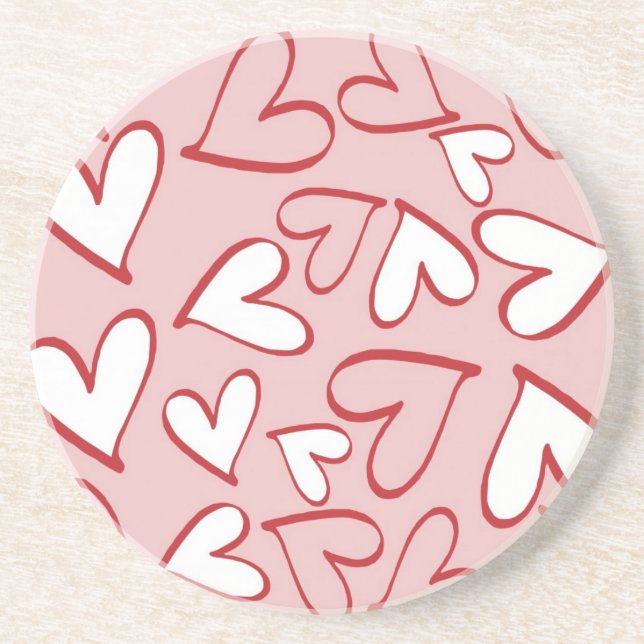 Scattered Hearts Sandstone Coaster (Front)