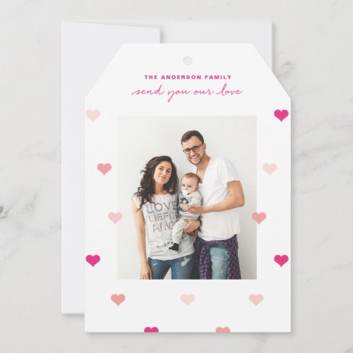 Scattered hearts Valentines day photo card