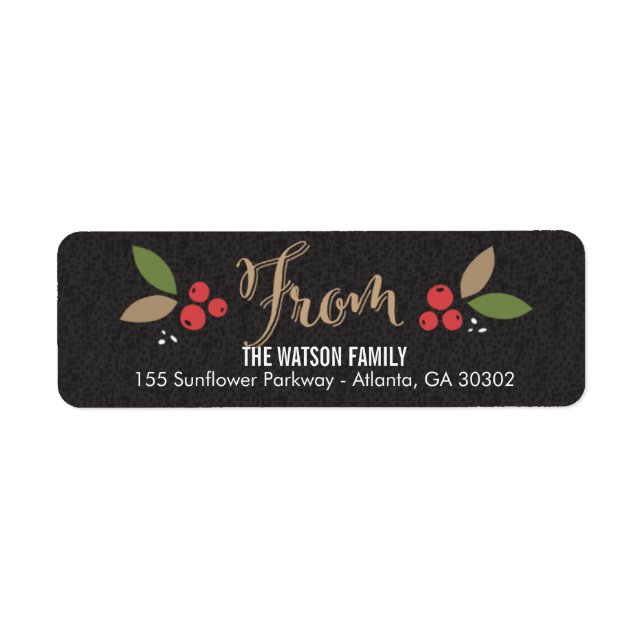 Scattered Holly Christmas Return Address Labels (Front)