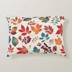 Scattered Leaves and Berries Accent Pillow
